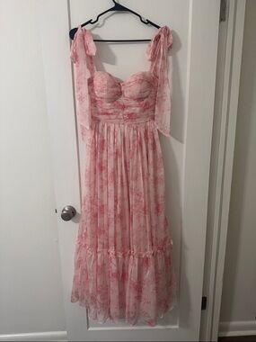Mable Pink Floral Tie-Shoulder Maxi Dress - never worn